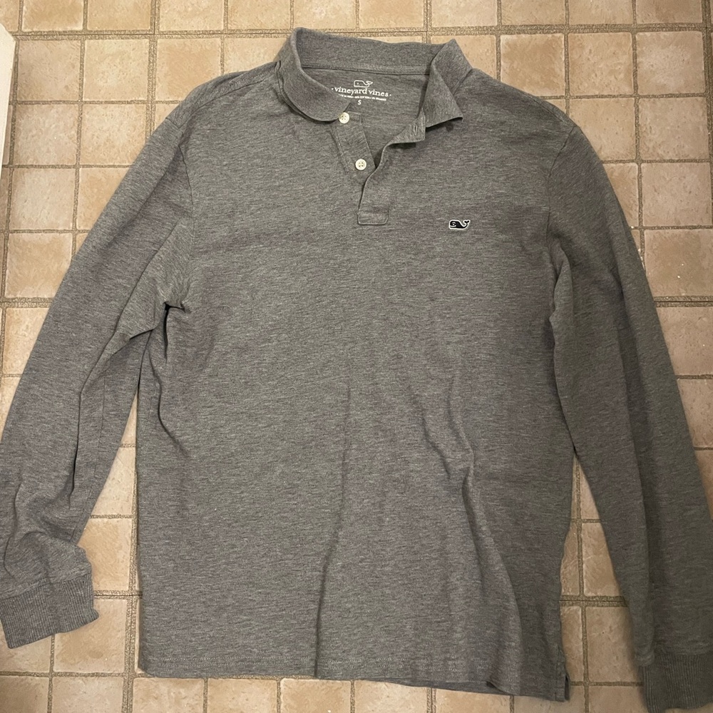 Vineyard Vines Men's Heather Gray Long Sleeve Polo